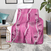 Hawaii Maile Lei Blanket With Pink Monstera Pattern
