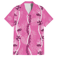 Hawaii Maile Lei Family Matching Summer Maxi Dress and Hawaiian Shirt With Pink Monstera Pattern LT05 Dad's Shirt - Short Sleeve Pink - Polynesian Pride