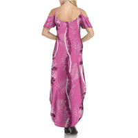 Hawaii Maile Lei Family Matching Summer Maxi Dress and Hawaiian Shirt With Pink Monstera Pattern LT05 - Polynesian Pride