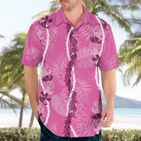 Hawaii Maile Lei Hawaiian Shirt With Pink Monstera Pattern