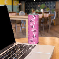 Hawaii Maile Lei Skinny Tumbler With Pink Monstera Pattern