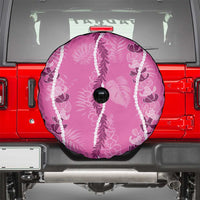 Hawaii Maile Lei Spare Tire Cover With Pink Monstera Pattern