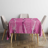 Hawaii Maile Lei Tablecloth With Pink Monstera Pattern