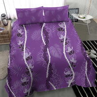 Hawaii Maile Lei Bedding Set With Violet Monstera Pattern