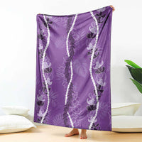Hawaii Maile Lei Blanket With Violet Monstera Pattern