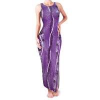 Hawaii Maile Lei Family Matching Tank Maxi Dress and Hawaiian Shirt With Violet Monstera Pattern LT05 Mom's Dress Violet - Polynesian Pride
