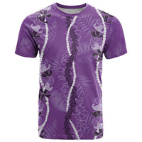 Hawaii Maile Lei T Shirt With Violet Monstera Pattern LT05 Violet - Polynesian Pride