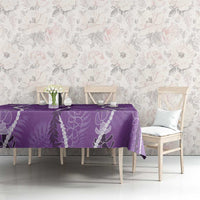 Hawaii Maile Lei Tablecloth With Violet Monstera Pattern