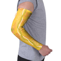 Hawaii Maile Lei Arm Sleeves With Yellow Monstera Pattern LT05 - Polynesian Pride