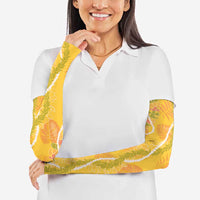 Hawaii Maile Lei Arm Sleeves With Yellow Monstera Pattern LT05 - Polynesian Pride