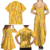 Hawaii Maile Lei Family Matching Summer Maxi Dress and Hawaiian Shirt With Yellow Monstera Pattern LT05 - Polynesian Pride