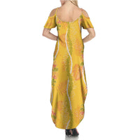 Hawaii Maile Lei Family Matching Summer Maxi Dress and Hawaiian Shirt With Yellow Monstera Pattern LT05 - Polynesian Pride
