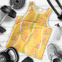Hawaii Maile Lei Men Tank Top With Yellow Monstera Pattern