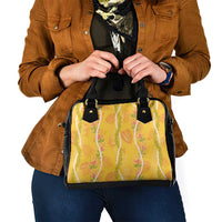 Hawaii Maile Lei Shoulder Handbag With Yellow Monstera Pattern