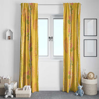 Hawaii Maile Lei Window Curtain With Yellow Monstera Pattern