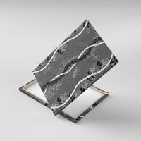 Hawaii Maile Lei Canvas Wall Art With Gray Monstera Pattern