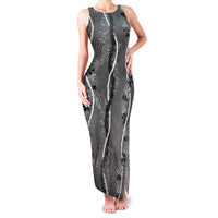 Hawaii Maile Lei Family Matching Tank Maxi Dress and Hawaiian Shirt With Gray Monstera Pattern LT05 Mom's Dress Gray - Polynesian Pride