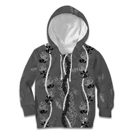 Hawaii Maile Lei Kid Hoodie With Gray Monstera Pattern