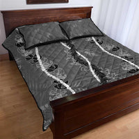 Hawaii Maile Lei Quilt Bed Set With Gray Monstera Pattern