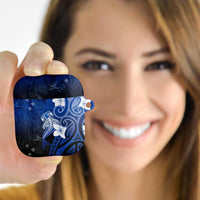 Polynesia Hammerhead Shark AirPods Case Blue Tribal Pattern With Plumeria - Polynesian Pride