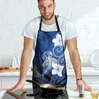 Polynesia Hammerhead Shark Apron Blue Tribal Pattern With Plumeria - Polynesian Pride