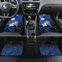 Polynesia Hammerhead Shark Car Mats Blue Tribal Pattern With Plumeria - Polynesian Pride
