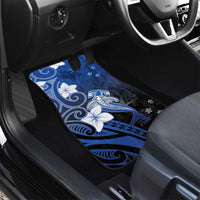 Polynesia Hammerhead Shark Car Mats Blue Tribal Pattern With Plumeria - Polynesian Pride
