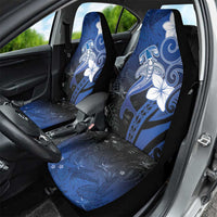 Polynesia Hammerhead Shark Car Seat Cover Blue Tribal Pattern With Plumeria - Polynesian Pride