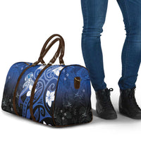 Polynesia Hammerhead Shark Travel Bag Blue Tribal Pattern With Plumeria - Polynesian Pride