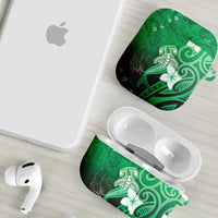 Polynesia Hammerhead Shark AirPods Case Green Tribal Pattern With Plumeria - Polynesian Pride