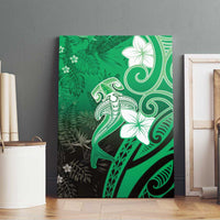 Polynesia Hammerhead Shark Canvas Wall Art Green Tribal Pattern With Plumeria - Polynesian Pride