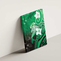 Polynesia Hammerhead Shark Canvas Wall Art Green Tribal Pattern With Plumeria - Polynesian Pride