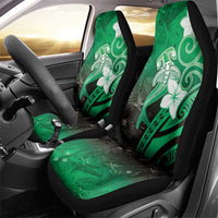 Polynesia Hammerhead Shark Car Seat Cover Green Tribal Pattern With Plumeria - Polynesian Pride
