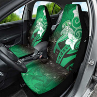 Polynesia Hammerhead Shark Car Seat Cover Green Tribal Pattern With Plumeria - Polynesian Pride