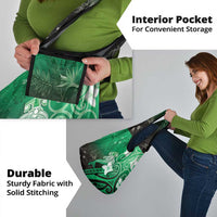 Polynesia Hammerhead Shark Grocery Bag Green Tribal Pattern With Plumeria - Polynesian Pride