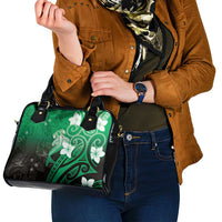 Polynesia Hammerhead Shark Shoulder Handbag Green Tribal Pattern With Plumeria - Polynesian Pride