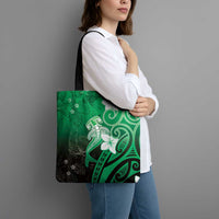 Polynesia Hammerhead Shark Tote Bag Green Tribal Pattern With Plumeria - Polynesian Pride