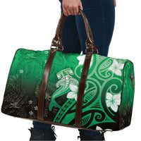 Polynesia Hammerhead Shark Travel Bag Green Tribal Pattern With Plumeria - Polynesian Pride