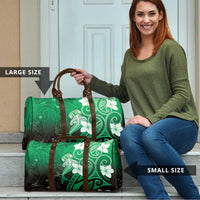 Polynesia Hammerhead Shark Travel Bag Green Tribal Pattern With Plumeria - Polynesian Pride