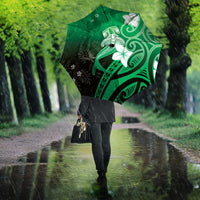 Polynesia Hammerhead Shark Umbrella Green Tribal Pattern With Plumeria - Polynesian Pride