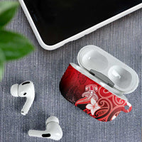Polynesia Hammerhead Shark AirPods Case Red Tribal Pattern With Plumeria - Polynesian Pride