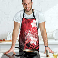 Polynesia Hammerhead Shark Apron Red Tribal Pattern With Plumeria - Polynesian Pride