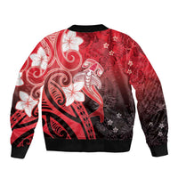 Polynesia Hammerhead Shark Bomber Jacket Red Tribal Pattern With Plumeria - Polynesian Pride