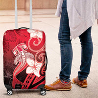 Polynesia Hammerhead Shark Luggage Cover Red Tribal Pattern With Plumeria LT05 Red - Polynesian Pride