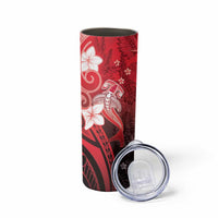 Polynesia Hammerhead Shark Skinny Tumbler Red Tribal Pattern With Plumeria - Polynesian Pride