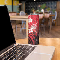 Polynesia Hammerhead Shark Skinny Tumbler Red Tribal Pattern With Plumeria - Polynesian Pride