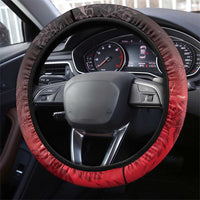 Polynesia Hammerhead Shark Steering Wheel Cover Red Tribal Pattern With Plumeria - Polynesian Pride