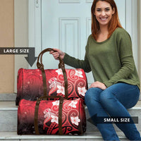 Polynesia Hammerhead Shark Travel Bag Red Tribal Pattern With Plumeria - Polynesian Pride