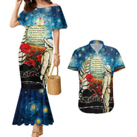 Kei Wareware Tatou New Zealand ANZAC Day Couples Matching Mermaid Dress and Hawaiian Shirt Starry Night Inspo Style LT05 Blue - Polynesian Pride