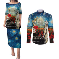 Kei Wareware Tatou New Zealand ANZAC Day Couples Matching Puletasi and Long Sleeve Button Shirt Starry Night Inspo Style LT05 Blue - Polynesian Pride